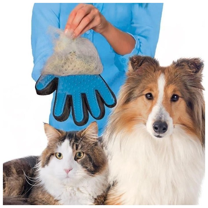 Gants Main droite brosse poils chien chat nettoyage doux True Touch