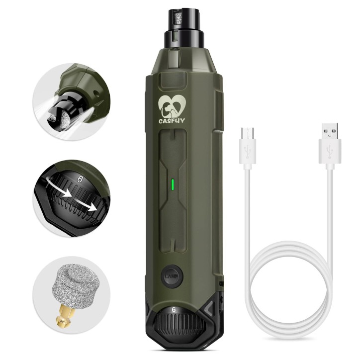 Casfuy Elektrischer Nagelknipser für Hunde, 6 Geschwindigkeiten, neuster verbesserter Nagelschleifer für Haustiere, wiederauf