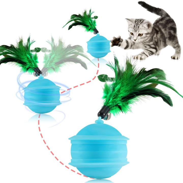 LUPAPA Katzenspielzeug Katzenball Elektrisch Automatische Hindernisvermeidung 3 Scroll-Modi Leuchtender Ball Katzenspielzeug