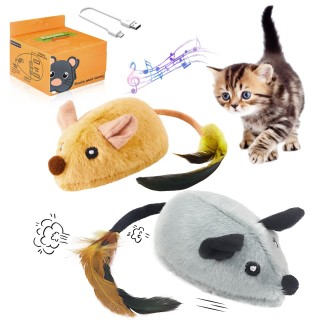 Elektrische, interaktive Katzenmaus mit USB-Anschluss, Vermeidung unregelmäßiger Hindernisse, natürliches LED-Licht, einfach