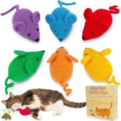 CANPLUS 6er-Pack Katzen-Zahnputzspielzeug, Maus, gefülltes Kauspielzeug, Treten, beliebte Katzenminze enthalten, Katzenspielz