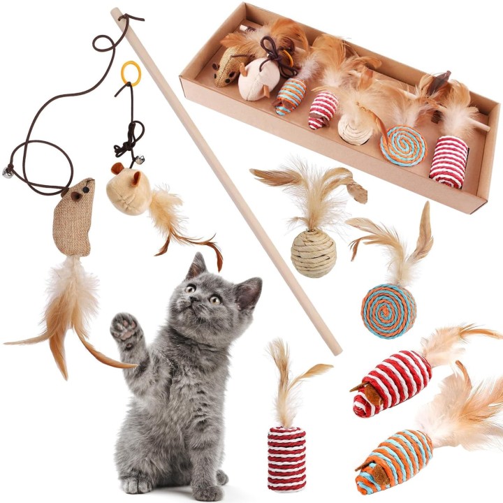 CANPLUS 7er-Pack Katzenkauspielzeug, Bürstenspielzeug für Katzen, Solo-Kauspielzeug, Maßnahmen gegen Stress, Mangel an Spielz