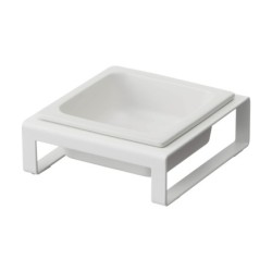 Yamazaki Jitsugyo Futternapfständer für Haustiere, Weiß, B15 x H6 cm, Turm, Futterbehälter, Wasserbehälter, 5814, ca.. D15.5