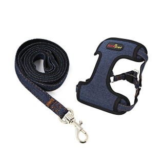 Weiches Haustier-Hundehalsband, bestes Hundehalsband für Hunde und Katzen, mit weniger Leine, Denim-Denim, für kleine, mittel