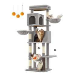 FEANDREA Katzenturm, schmal, für große Katzen, mehrere Katzen, leicht zu beobachten, für Katzen, natürliche Hanfhöhe, Einführ