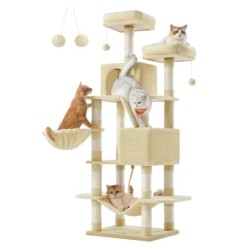FEANDREA Katzen-Mehrfachhängematte für Katzen, verhindert Katzenmangel, Höhe 168 cm, PCT165M01, Turm, Katzen, schmal, stabil,