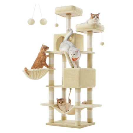 FEANDREA Katzen-Mehrfachhängematte für Katzen, verhindert Katzenmangel, Höhe 168 cm, PCT165M01, Turm, Katzen, schmal, stabil,