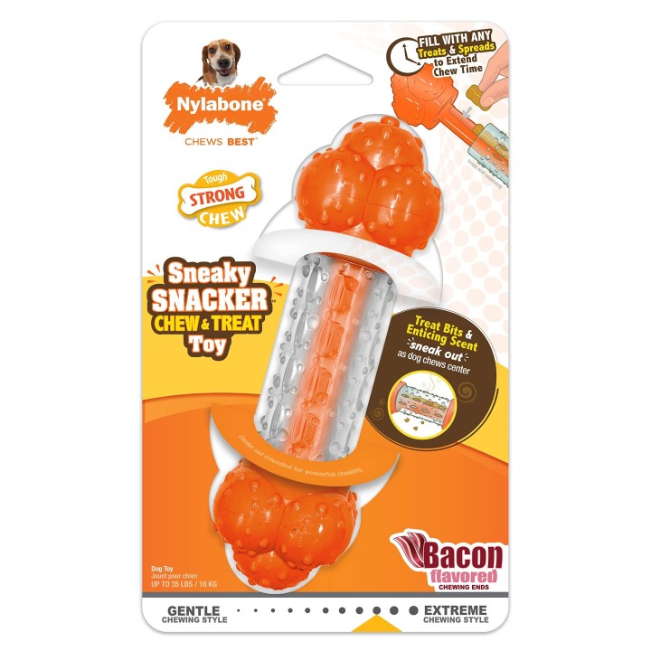 Nylabone Sneaky Snacker, starkes Kauspielzeug für mittelgroße Hunde, interaktives Hundespielzeug zur Bereicherung, Kauspielze