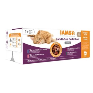 IAMS Cat Delights Adult All Breeds Land&Sea In Jelly Pouch 48 x 85 g