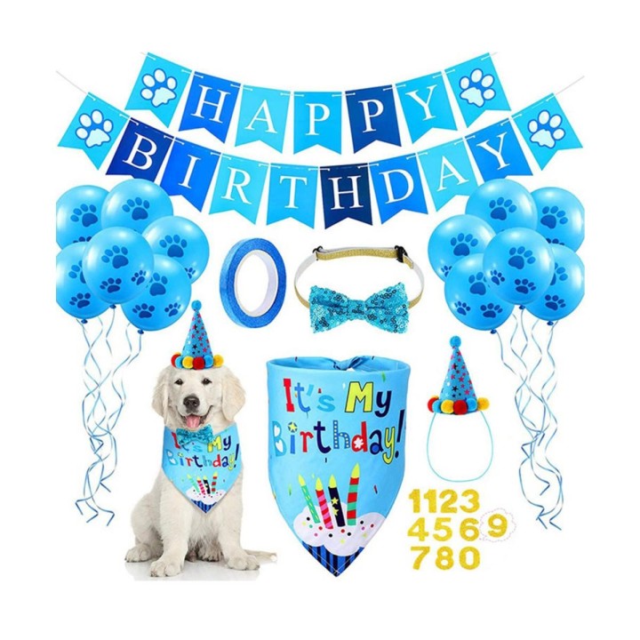 Haustiere Alles Gute zum Geburtstag Dekoration Hund Kostüm Hüte Schleife Bandana Halstuch Lätzchen Banner Party Katze Hund Ha
