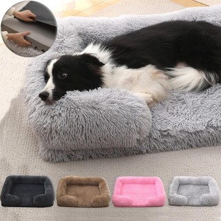 Quadratisches Hundebett, Plüsch-Haustierbett, Winter-verdickte Unterlage, Haus für Hunde, Bett, Katzensofa für Flyffy-Hunde,