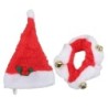 2 Sets Hunde-Weihnachtsmütze, Kragen, Weihnachtsmann-Katzenkostüm mit Glöckchen für Katzen, kleine Hunde L