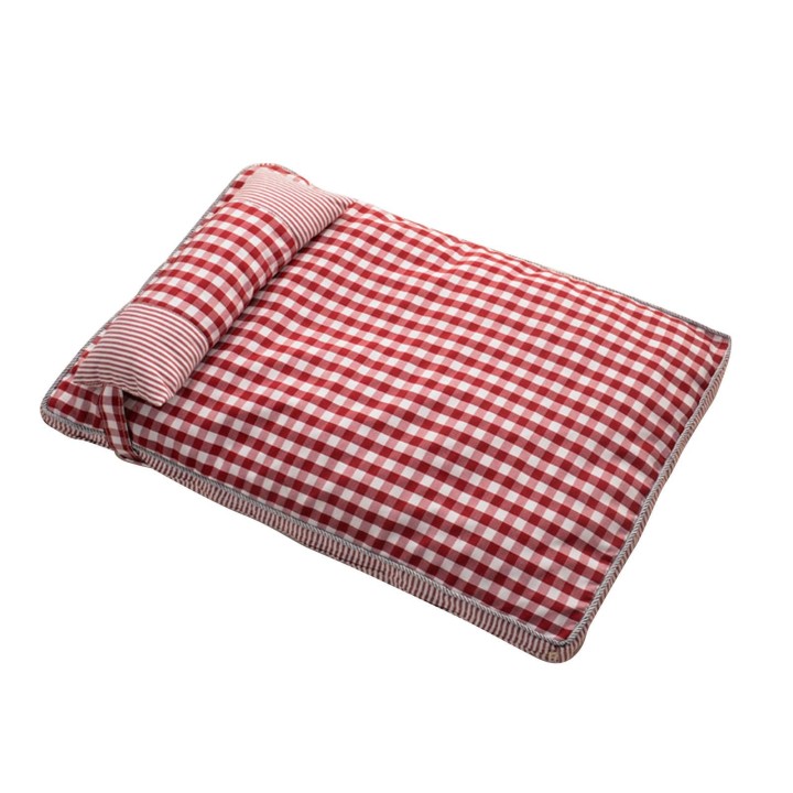 Hundesofabett, abnehmbar, waschbar, 4-Jahreszeiten-Universalbett, bequem, weich, kariert, Katzenbett für Haustierbedarf S rot