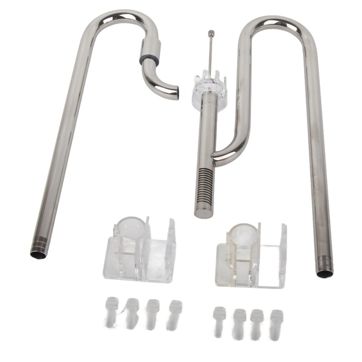 Edelstahl Zulauf- und Ablaufrohr-Set Wasserregulierendes Metall Lily Pipe Oberflächenskimmer mit 2