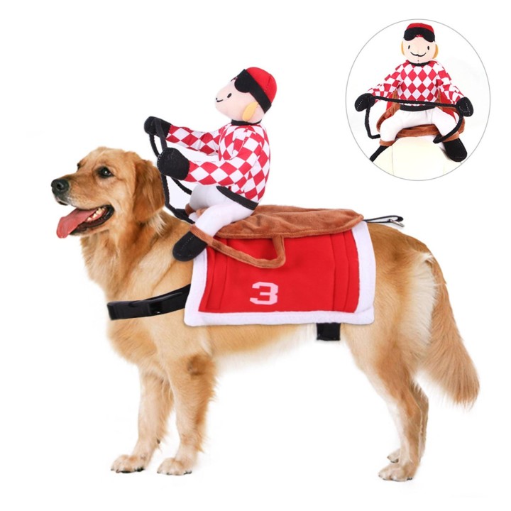Haustier-Reitkostüm für Halloween, Weihnachten, Sattelritter, Hundekleidung