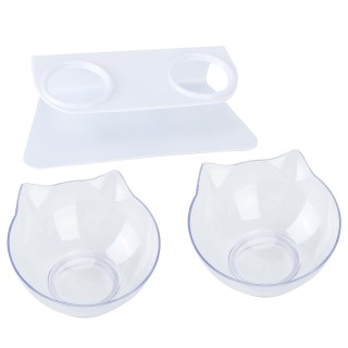 Haustiernapf, langlebiger Futternapf für Katzen und Hunde, mit Ablagefach für kleine Haustiere, transparent L transparent