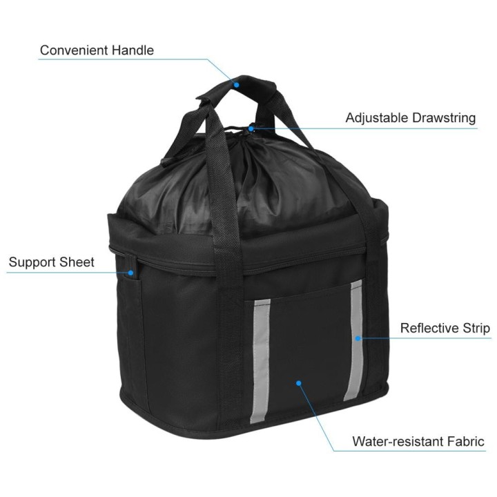 Zusammenklappbarer Fahrradkorb mit reflektierenden Streifen, abnehmbarer Lenker-Frontkorb für Haustiere, Katzen und Hunde sch