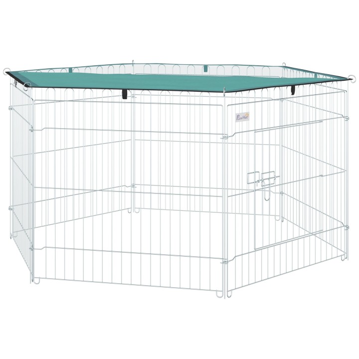 PawHut Modulares Auslaufgehege aus Stahl mit 6 Paneelen und 1 Tür für Hunde, Kaninchen, Nager, kleine Tiere für den Innen- un