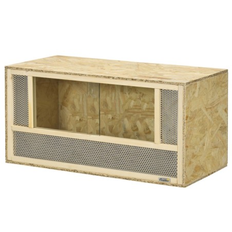 PawHut Terrarium aus OSB-Holz für Reptilien und Amphibien mit Schiebetür aus Glas - 80 x 40 x 40 cm Naturholz   Aosom