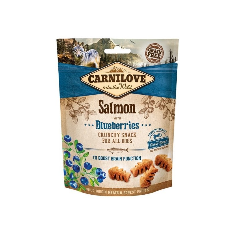 CARNILOVE Crunchy snacks Knusprige Leckerbissen mit Lachs und Heidelbeeren 200 g