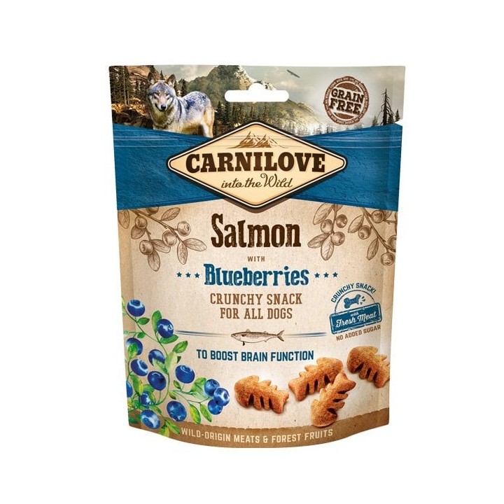 CARNILOVE Crunchy snacks Knusprige Leckerbissen mit Lachs und Heidelbeeren 200 g