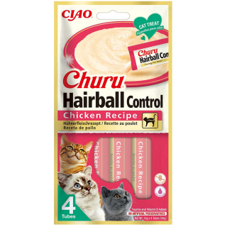 INABA Churu Hairball Chicken 4x14 g ein abschwellendes Leckerli mit Huhn