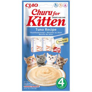 INABA Kitten Tuna 4x14 g ein Katzenfell-Leckerli für Katzen