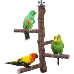 Vogelsitzstangenständer-Spielzeug, natürliches Holz, Papageiensitzstange, Vogelkäfig-Astsitzstange, Zubehör für Sittiche, Nym