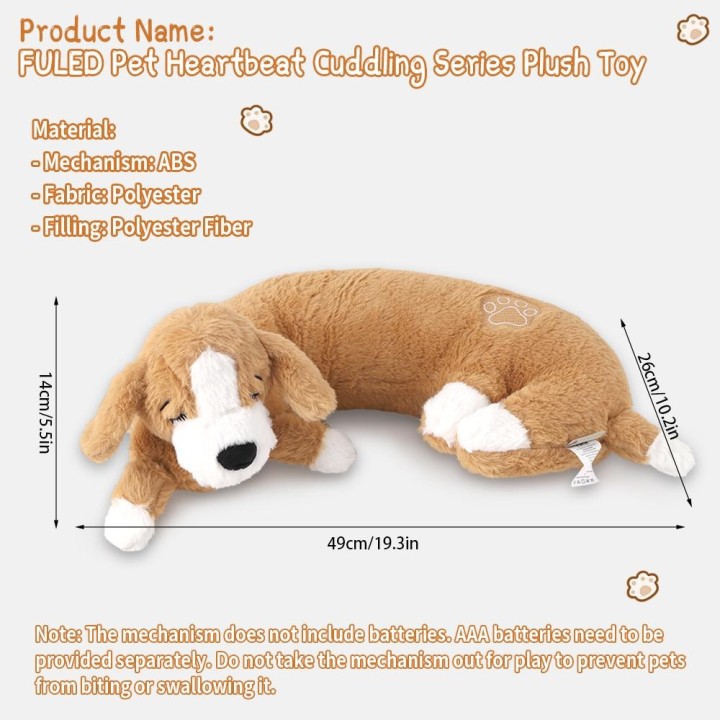 Großes Plüschspielzeug für Hunde, Geburtstagsgeschenke für Hunde, beruhigendes Spielzeug mit Herzschlag für Haustiere, Kauspi