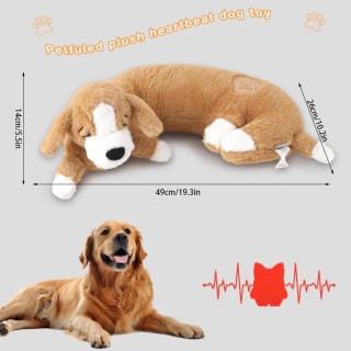 Großes Plüschspielzeug für Hunde, Geburtstagsgeschenke für Hunde, beruhigendes Spielzeug mit Herzschlag für Haustiere, Kauspi