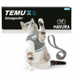 TEMUX Katzengeschirr mit Leine Ausbruchsicher Soft Verstellbar Hundegeschirr