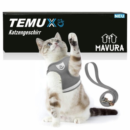 TEMUX Katzengeschirr mit Leine Ausbruchsicher Soft Verstellbar Hundegeschirr