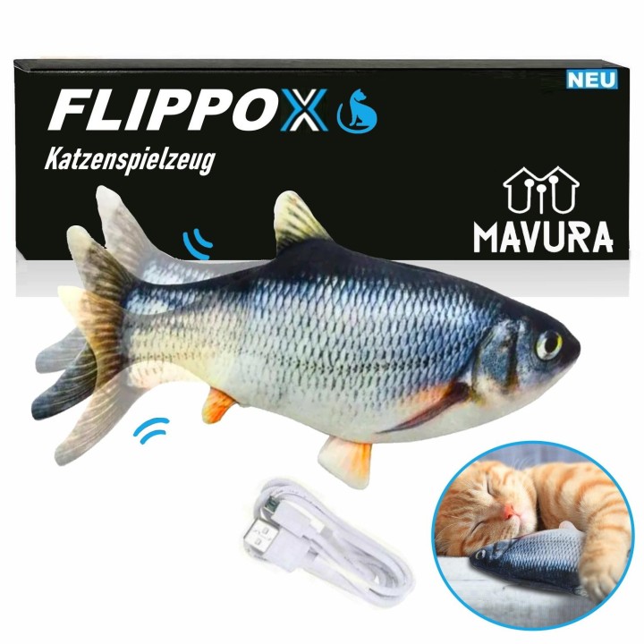 FLIPPOX - Zappelnder elektrischer Fisch Katzenspielzeug USB Fish