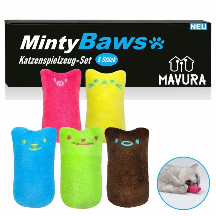 MintyBaws Katzenminze Kissen Katzenspielzeug Katzen Beschäftigung Minze 5er Set
