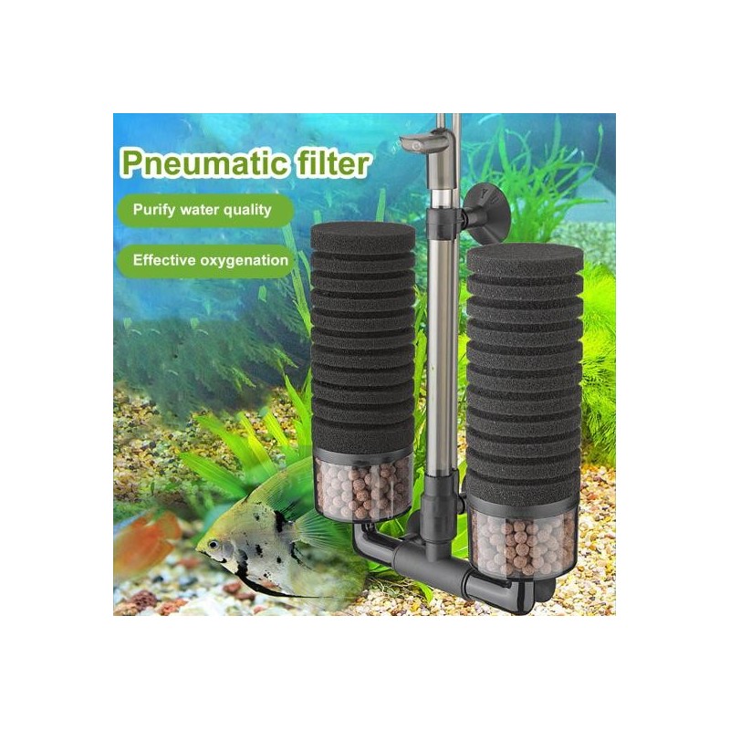 1 Set Aquariumfilter Doppelkopf Reinigen Sie Wasser Effektive Sauerstoffversorgung Schnelle Kultur Biochemischer Schwamm Luft