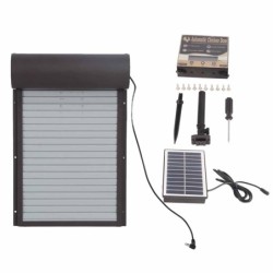 Automatische Hühnerstalltür Solarbetriebene Metallrollvorhang Hühnerstalltür mit Timer für