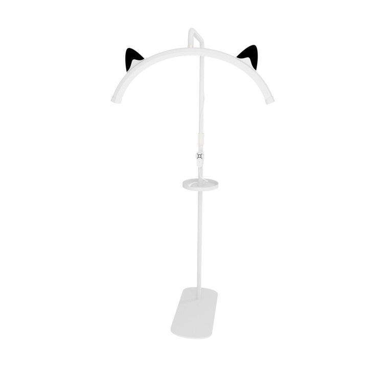 28 Zoll Katzenohren Halbmondlampe U-förmige LED-Stehleuchte für Schönheitssalon Augenbrauen Wimpernverlängerung US Plug weiß