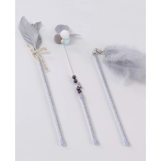 Nekonotomosha Elegantes Katzenspielzeug-Set, 3 Stück, Katzenspielzeug, Federn, Federn, natürliches Vogelhaar, stilvoll, schic