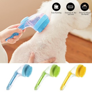 1 Stück Haustier-Badebürste aus weichem Silikon mit Shampoo-Spender, sanfte Massage zur Pflege und Reinigung von Fell und Haa