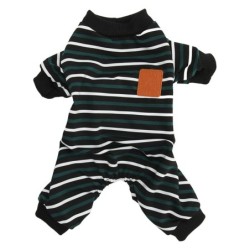 Gestreifter Hunde-Pyjama, modisch, süß, warm, bequem, dehnbar, Hunde-Overall für Hunde, Welpen, Katzen L