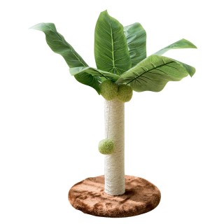 Katzenkratzbaum 12,6 Zoll hoch 9,8 Zoll Basis hängende Bälle grüne Blätter Sisal Hanf Katzenkratzbaum für braun