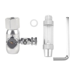 Aquarium CO2 Druckregler Rückschlagventil Messgerät Blasenzähler Mini Einzeltisch Silber silber