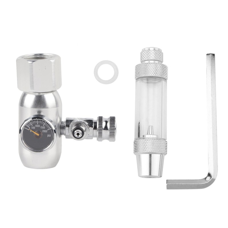 Aquarium CO2 Druckregler Rückschlagventil Messgerät Blasenzähler Mini Einzeltisch Silber silber