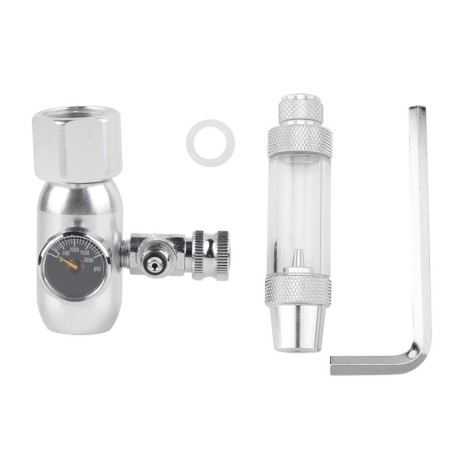 Aquarium CO2 Druckregler Rückschlagventil Messgerät Blasenzähler Mini Einzeltisch Silber silber