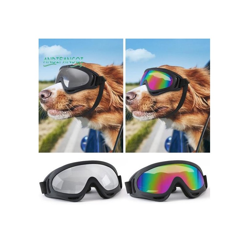 Hundebrille mit verstellbaren Riemen, UV-Schutz, winddicht, beschlagfrei, staubdicht, Hundesonnenbrille, Reit- und Autobrille