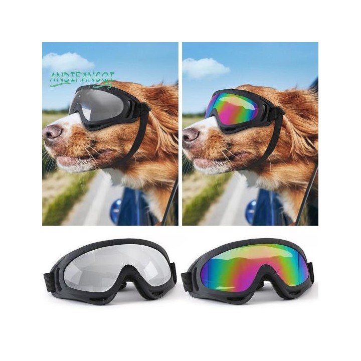 Hundebrille mit verstellbaren Riemen, UV-Schutz, winddicht, beschlagfrei, staubdicht, Hundesonnenbrille, Reit- und Autobrille