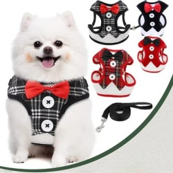Elegante Hundehalsbänder mit Schleife, Krawatte, Zugseil, Weihnachtsgeschirr für kleine und mittelgroße Hunde, Brustgurt für