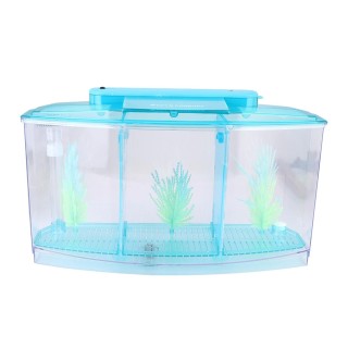 Aquarium Aquarium LED Acryl Drei Divisionen Zucht Isolation Box für kleine Fische(blau) blau
