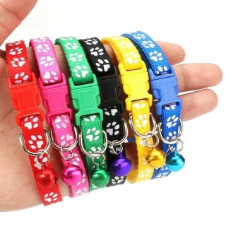 12 Stücke Hundehalsbänder Haustier Katze Welpen Schnalle Nylon Halsband Mit Glocke 6 Farben one size