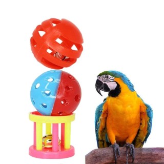 with Bell Bite Resistant Pet Ball Toy Bird Foot Toy Parrot Chewing Toy Rolling Bell Ball 3pcs